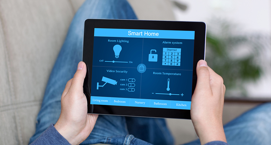The ability to access and control security components from a mobile device is one of the top smart home trends in Fort Lauderdale. Close-up of smart home security app.